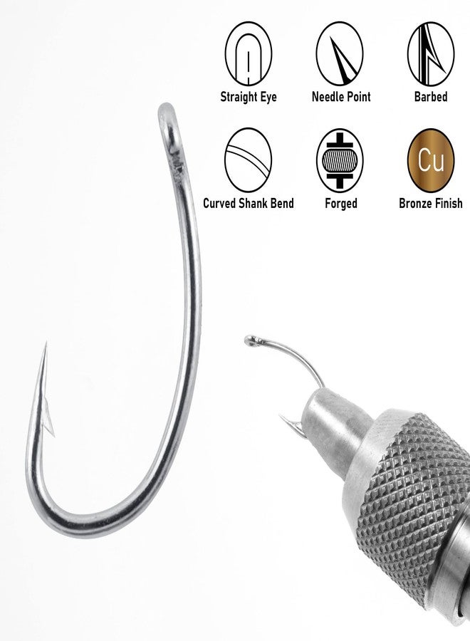 Dr.Fish 100 Pack Nyphm Fly Hooks Curved Shank Fly Tying Fishing Hook Short Shank Tying Flies Emergers Shrimp Nymph Caddis Pupa Freshwater Silver #12 - Image 5